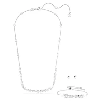 Mesmera set, Mixed cuts, Scattered design, White, Rhodium plated by SWAROVSKI