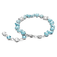 Gema bracelet, Mixed cuts, Blue, Rhodium plated by SWAROVSKI