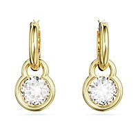 Dextera drop earrings, Round cut, White, Gold-tone plated by SWAROVSKI