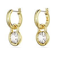Dextera drop earrings, Round cut, White, Gold-tone plated by SWAROVSKI