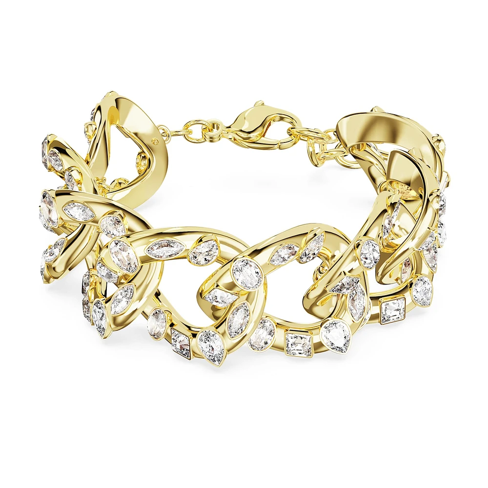Dextera bracelet, Statement, Mixed cuts, White, Gold-tone plated by SWAROVSKI
