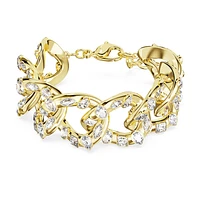 Dextera bracelet, Statement, Mixed cuts, White, Gold-tone plated by SWAROVSKI