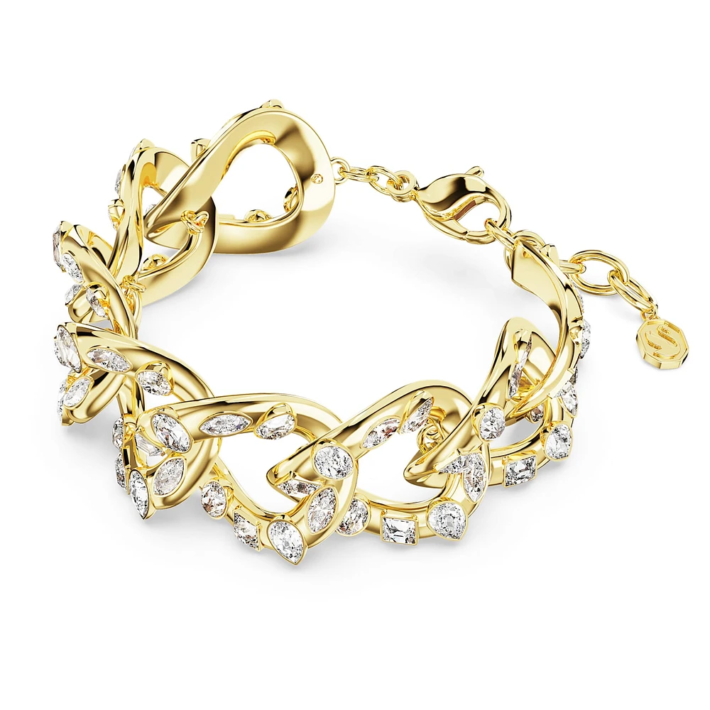 Dextera bracelet, Statement, Mixed cuts, White, Gold-tone plated by SWAROVSKI