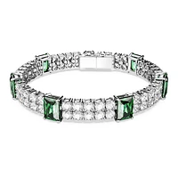 Matrix Tennis bracelet, Mixed cuts, Green, Rhodium plated by SWAROVSKI