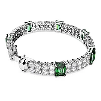 Matrix Tennis bracelet, Mixed cuts, Green, Rhodium plated by SWAROVSKI