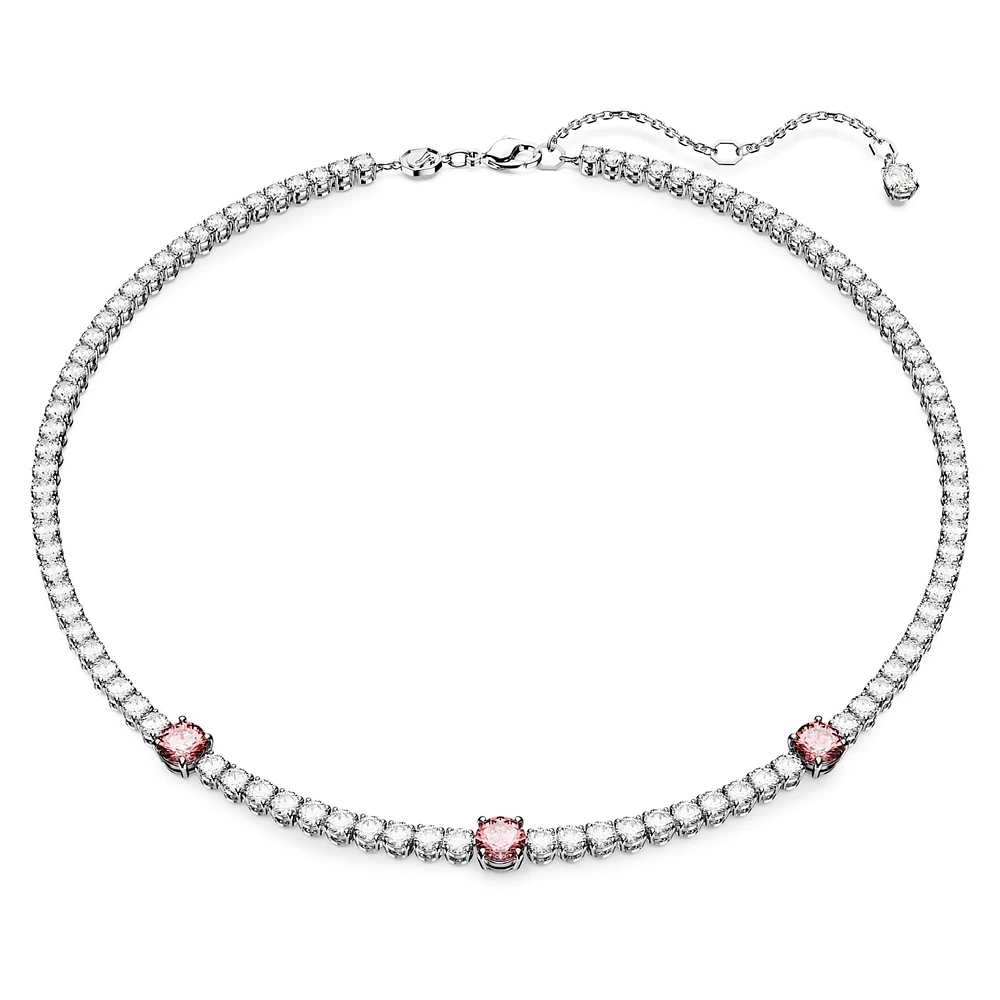 Matrix Tennis necklace, Mixed cuts, Pink, Rhodium plated by SWAROVSKI
