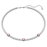 Matrix Tennis necklace, Mixed cuts, Pink, Rhodium plated by SWAROVSKI