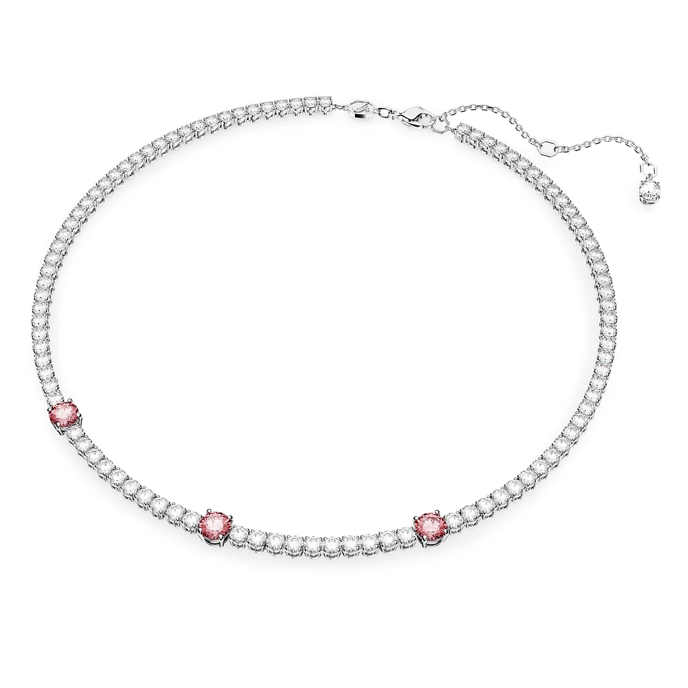 Matrix Tennis necklace, Mixed cuts, Pink, Rhodium plated by SWAROVSKI