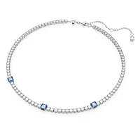 Matrix Tennis necklace, Mixed cuts, Blue, Rhodium plated by SWAROVSKI