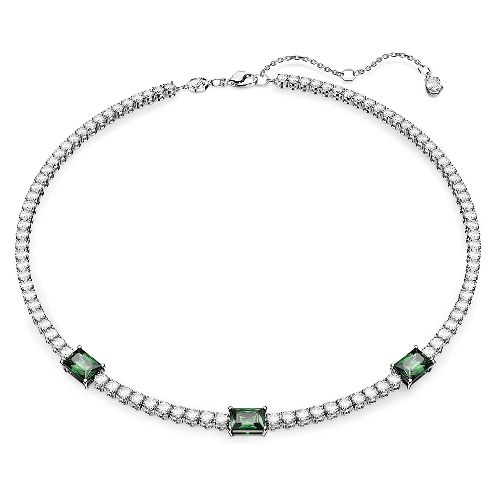 Matrix Tennis necklace, Mixed cuts, Green, Rhodium plated by SWAROVSKI