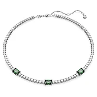 Matrix Tennis necklace, Mixed cuts, Green, Rhodium plated by SWAROVSKI