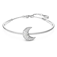Luna bangle, Moon, White, Rhodium plated by SWAROVSKI