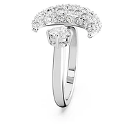 Luna open ring, Moon, White, Rhodium plated by SWAROVSKI