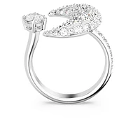 Luna open ring, Moon, White, Rhodium plated by SWAROVSKI