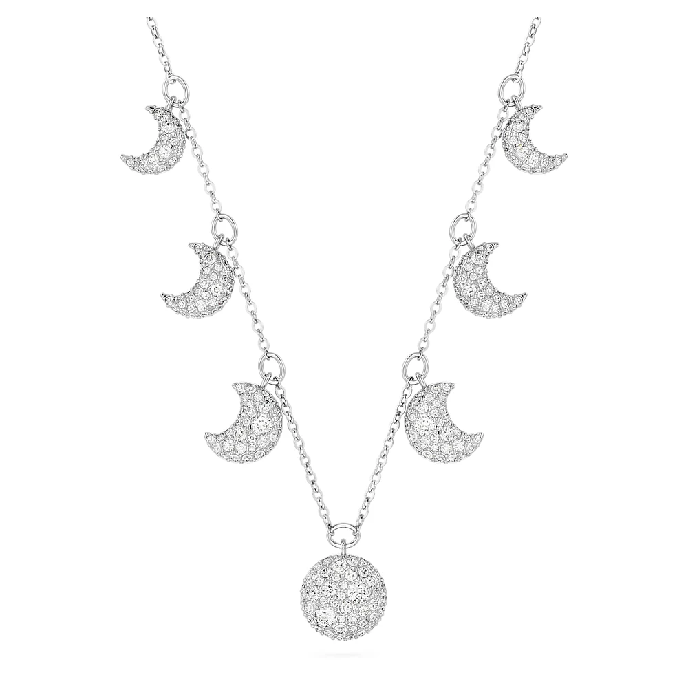 Luna choker, Moon, White, Rhodium plated by SWAROVSKI