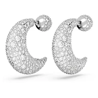 Luna drop earrings, Moon, White, Rhodium plated by SWAROVSKI