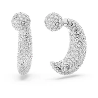 Luna drop earrings, Moon, White, Rhodium plated by SWAROVSKI