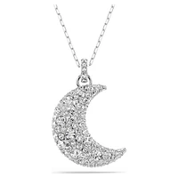 Luna pendant, Moon, White, Rhodium plated by SWAROVSKI
