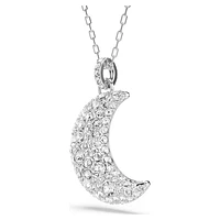 Luna pendant, Moon, White, Rhodium plated by SWAROVSKI