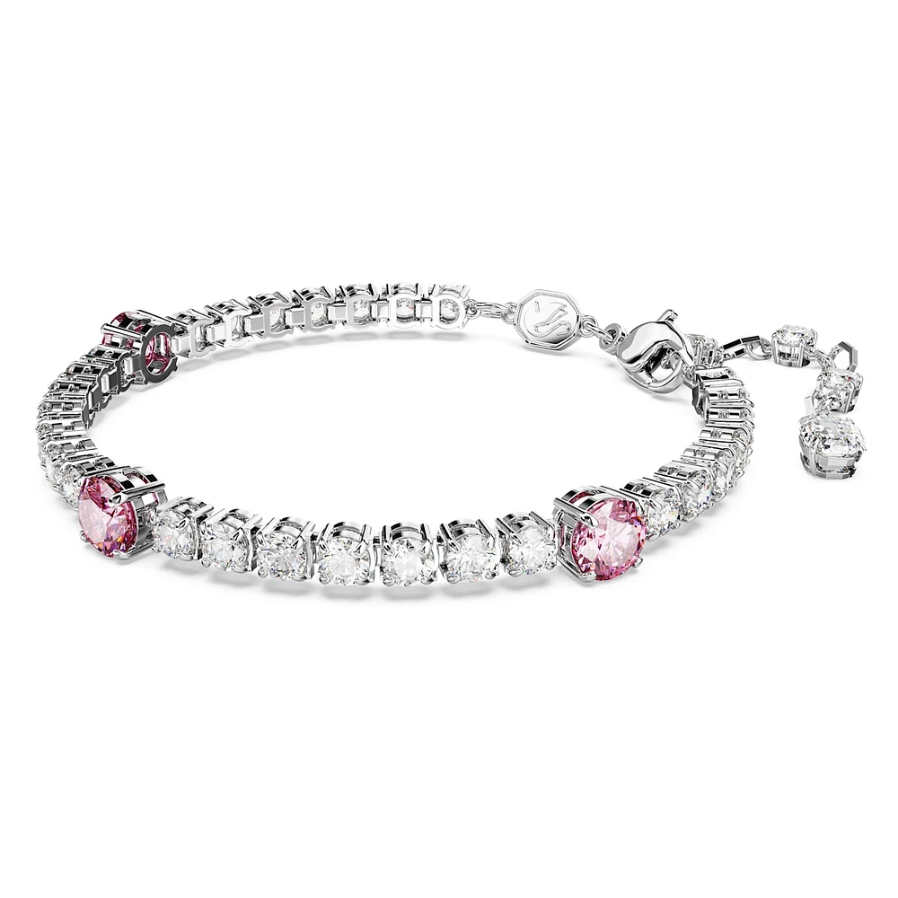 Matrix Tennis bracelet, Mixed cuts, Pink, Rhodium plated by SWAROVSKI