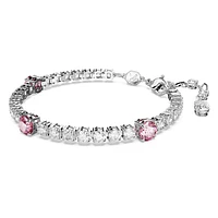 Matrix Tennis bracelet, Mixed cuts, Pink, Rhodium plated by SWAROVSKI