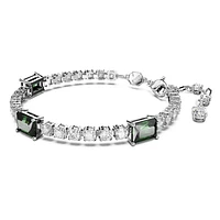 Matrix Tennis bracelet, Mixed cuts, Green, Rhodium plated by SWAROVSKI