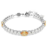 Matrix Tennis bracelet, Mixed cuts, Yellow, Rhodium plated by SWAROVSKI