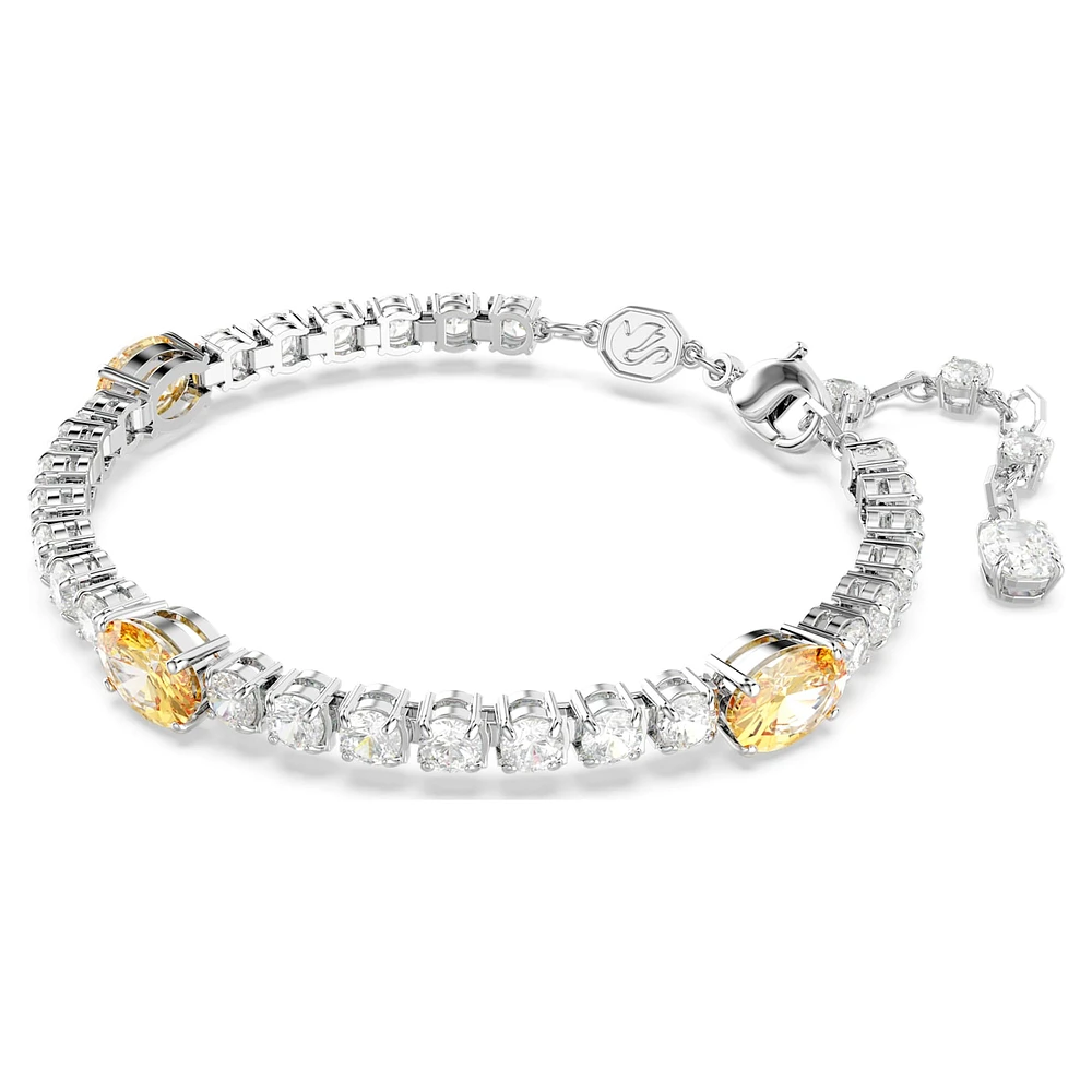 Matrix Tennis bracelet, Mixed cuts, Yellow, Rhodium plated by SWAROVSKI