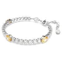 Matrix Tennis bracelet, Mixed cuts, Yellow, Rhodium plated by SWAROVSKI