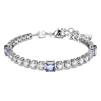 Matrix Tennis bracelet, Mixed cuts, Blue, Rhodium plated by SWAROVSKI