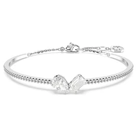 Mesmera bangle, Mixed cuts, White, Rhodium plated by SWAROVSKI