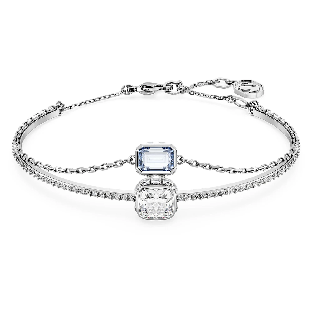 Stilla bangle, Mixed cuts, Blue, Rhodium plated by SWAROVSKI