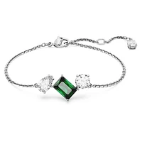 Mesmera bracelet, Mixed cuts, Green, Rhodium plated by SWAROVSKI