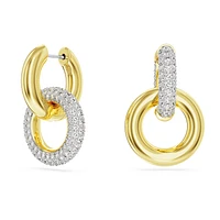Dextera hoop earrings, Asymmetrical design, Interlocking loop, White