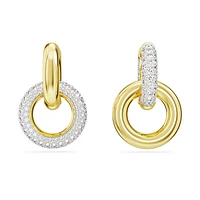 Dextera hoop earrings, Asymmetrical design, Interlocking loop, White