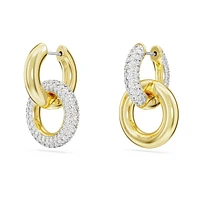 Dextera hoop earrings, Asymmetrical design, Interlocking loop, White