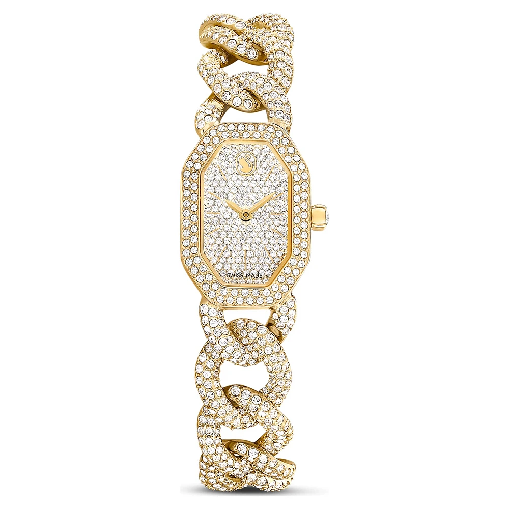 Dextera Chain watch, Swiss Made, Crystal bracelet, Gold tone, Gold-tone finish by SWAROVSKI