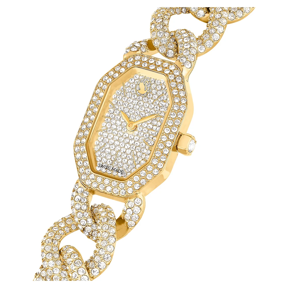 Dextera Chain watch, Swiss Made, Crystal bracelet, Gold tone, Gold-tone finish by SWAROVSKI