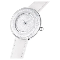 Crystalline Lustre watch, Swiss Made, Leather strap, White, Stainless steel by SWAROVSKI