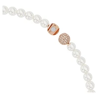 Nice necklace, Crystal pearl, Magnetic closure, Feather, White, Rose gold-tone plated by SWAROVSKI
