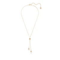 Originally Y pendant, Crystal pearl, White, Rose gold-tone plated by SWAROVSKI