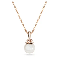 Originally pendant, Crystal pearl, White, Rose gold-tone plated by SWAROVSKI