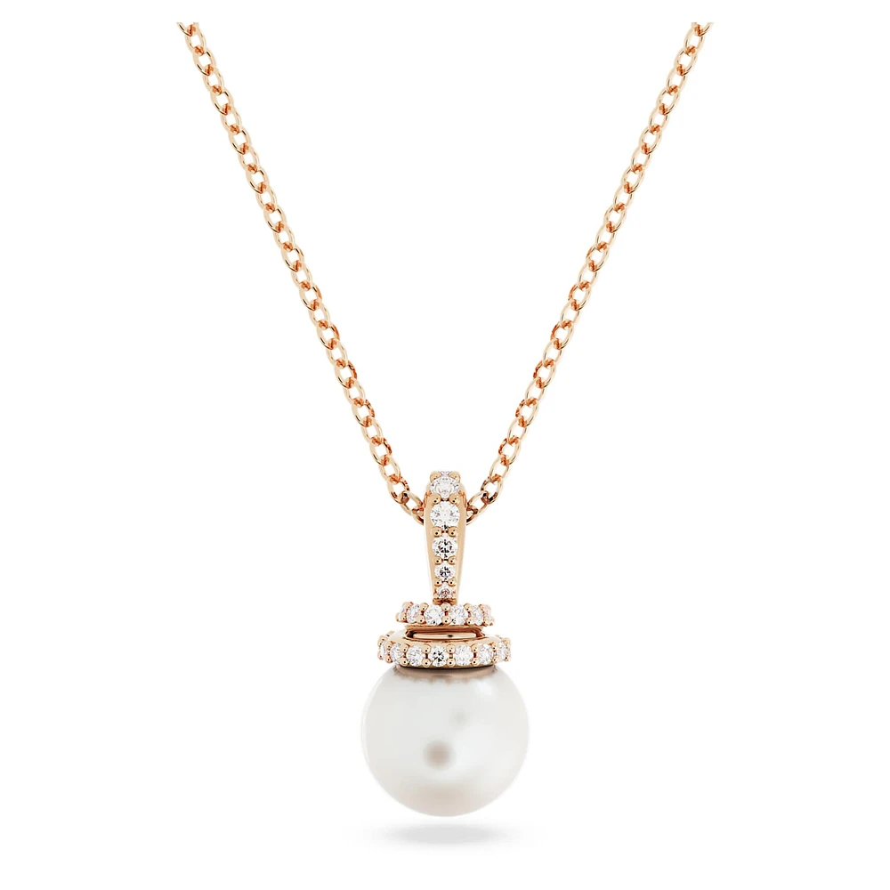 Originally pendant, Crystal pearl, White, Rose gold-tone plated by SWAROVSKI