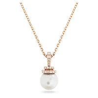 Originally pendant, Crystal pearl, White, Rose gold-tone plated by SWAROVSKI