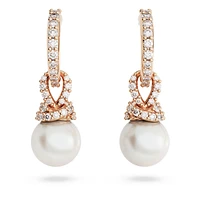 Originally drop earrings, Crystal pearl, White, Rose gold-tone plated by SWAROVSKI