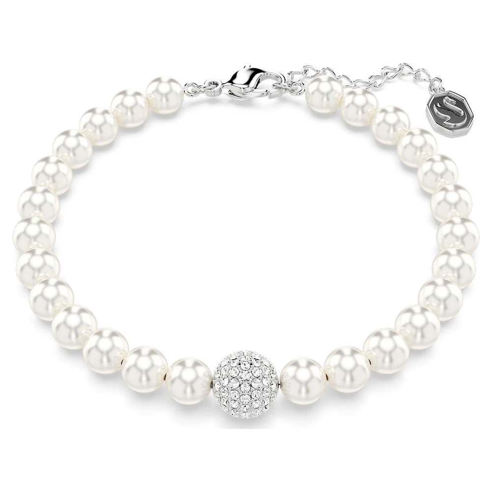Swarovski Remix Collection strand, Crystal pearl, White, Rhodium plated by SWAROVSKI