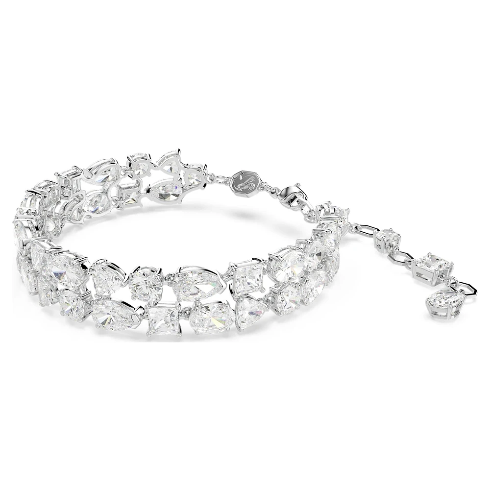 Mesmera bracelet, Mixed cuts, White, Rhodium plated by SWAROVSKI
