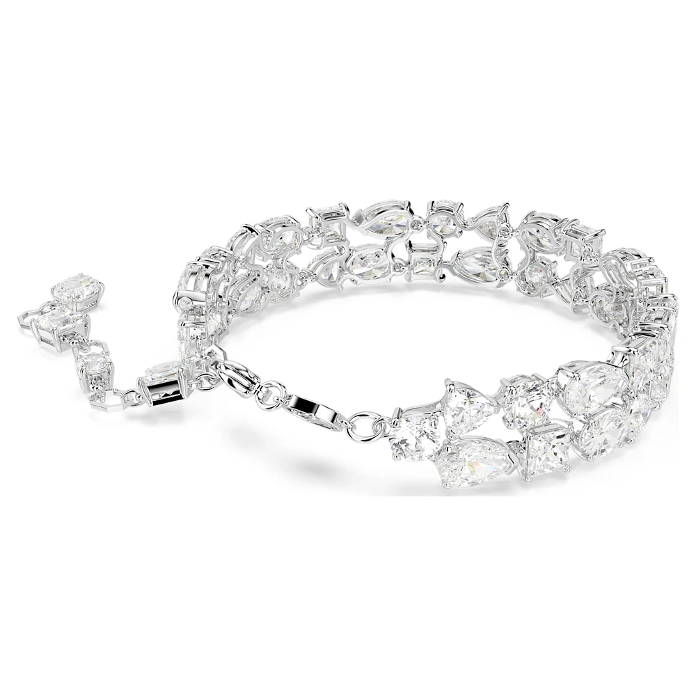Mesmera bracelet, Mixed cuts, White, Rhodium plated by SWAROVSKI