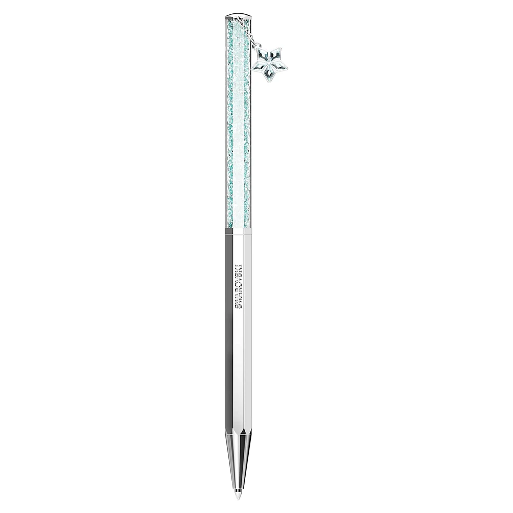 Crystalline ballpoint pen, Star, Blue, Chrome plated by SWAROVSKI