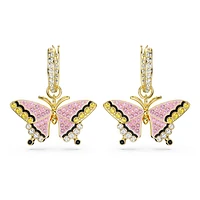 Idyllia drop earrings, Butterfly, Multicoloured, Gold-tone plated by SWAROVSKI